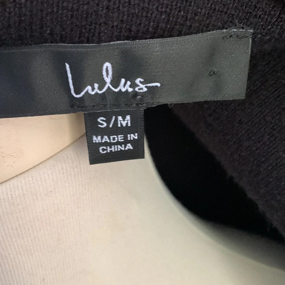 Lulus black cozy knit open front cardigan with pockets small medium oversized - Picture 6 of 9